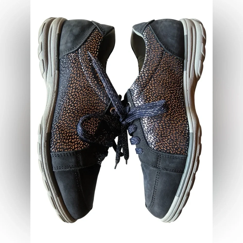 Cosyfeet Tango, Size 8, Extra Roomy Shoes, Navy Leather, Made For Wide Feet